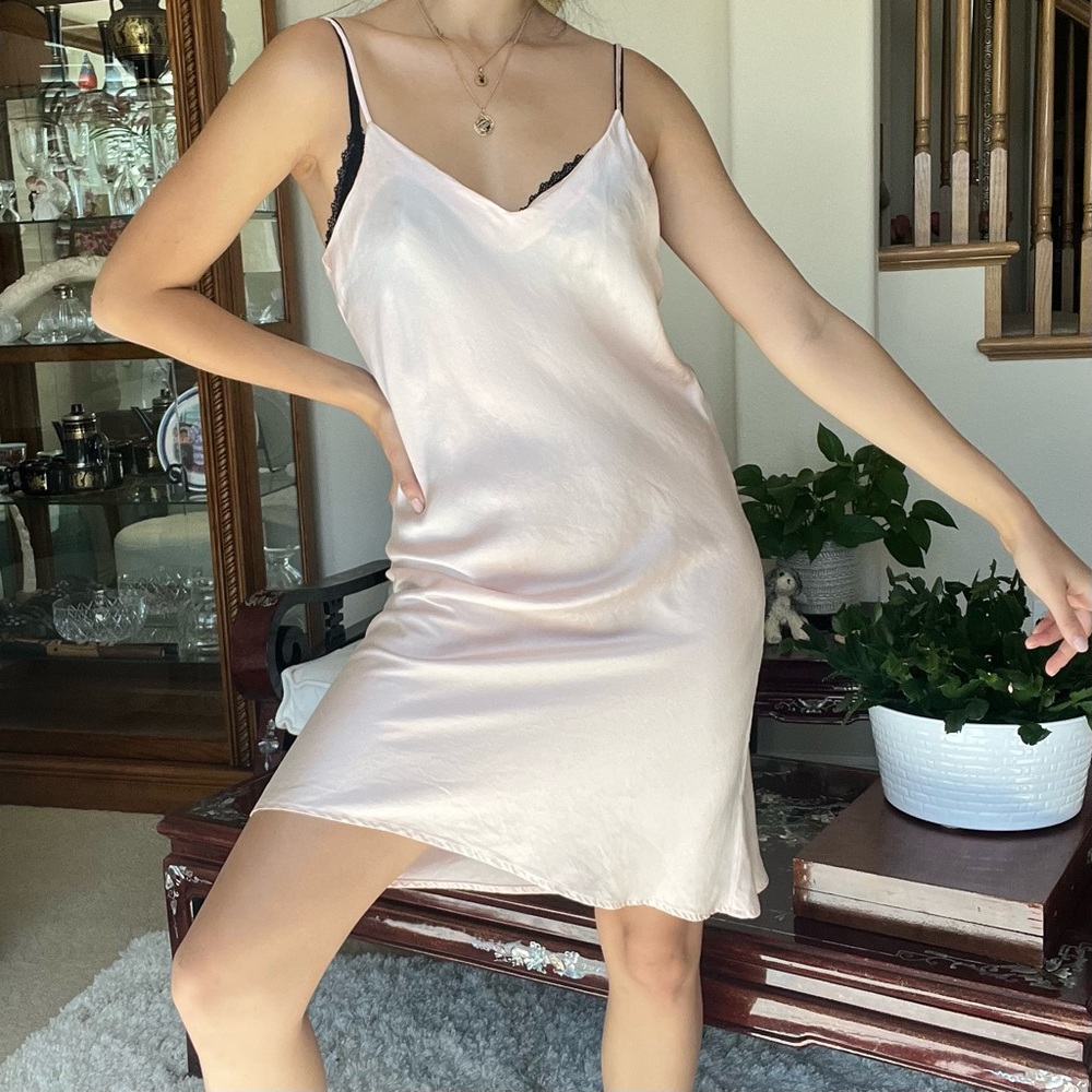 Vintage Pink Silk Slip Dress